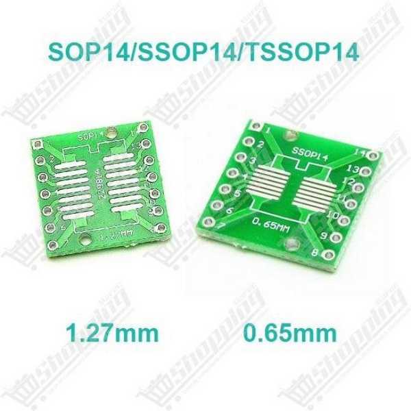 Adaptateur SOP14 / SSOP14 vers DIP-14 (1.27mm / 0.65mm)