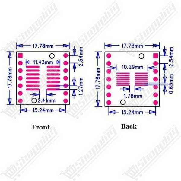 Adaptateur SOP14 / SSOP14 vers DIP-14 (1.27mm / 0.65mm)