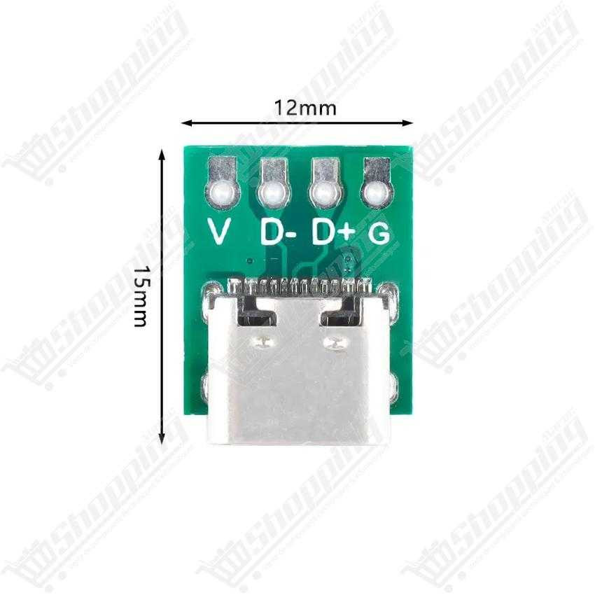 Adaptateur USB Type-C Femelle vers DIP 2.54mm PCB