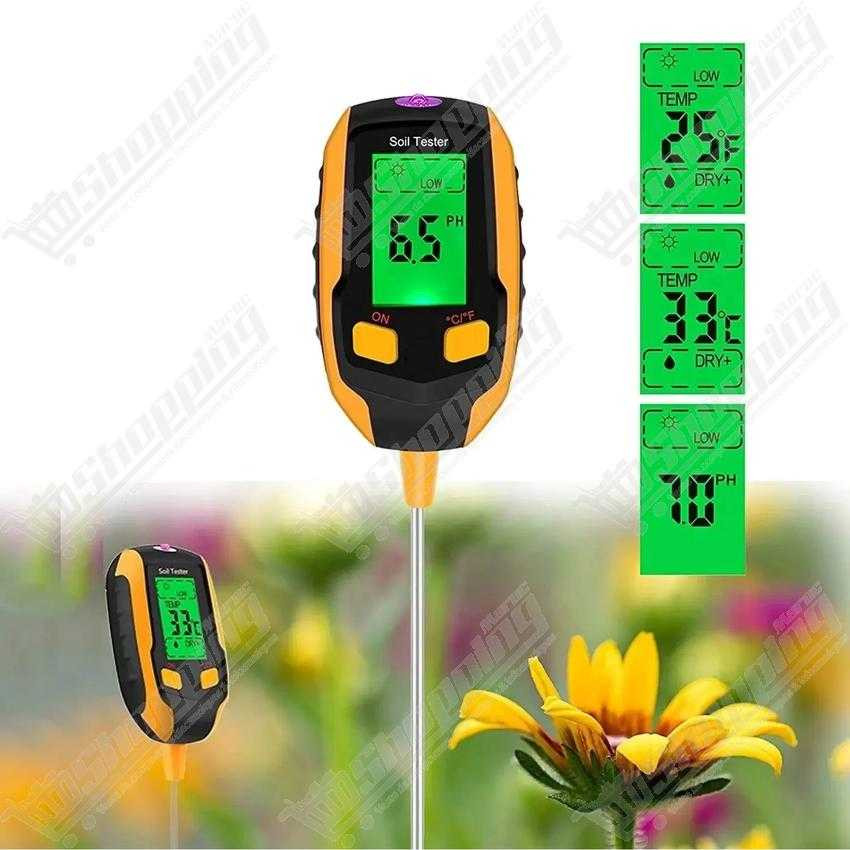 Testeur de sol 4 en 1 : pH, humidité, température et intensité lumineuse