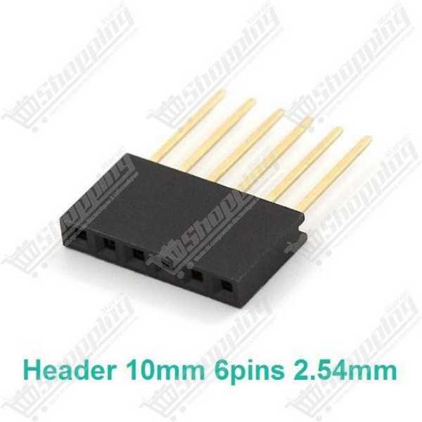 Connecteur Header Femelle Empilable 6 Broches 2.54mm 10mm