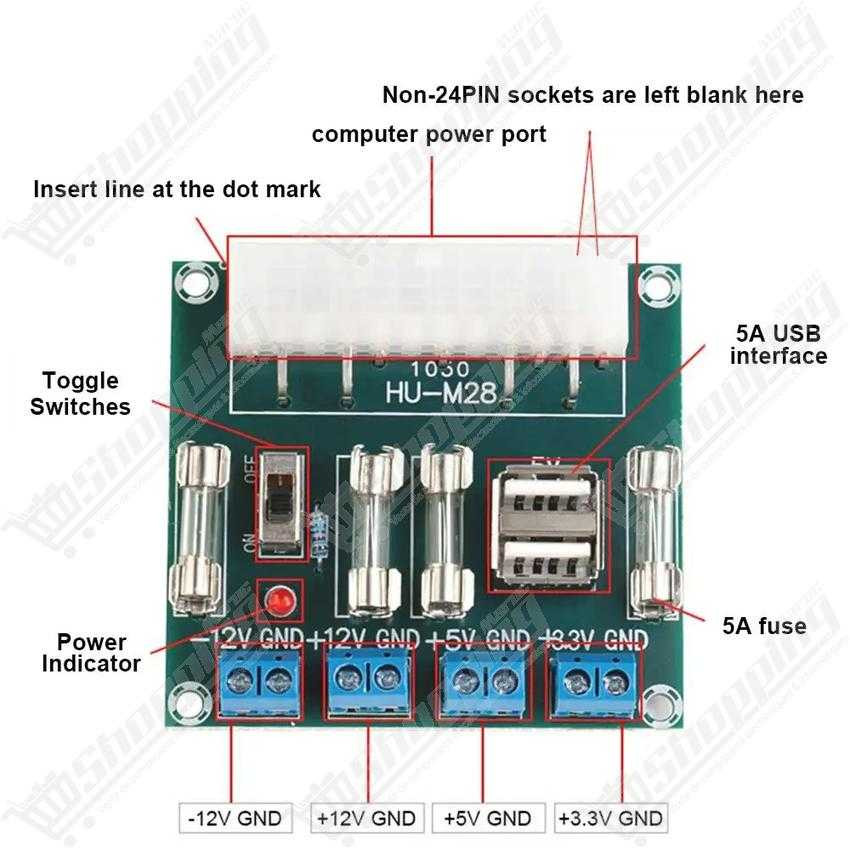 Module de dérivation pour alimentation ATX 24 broches